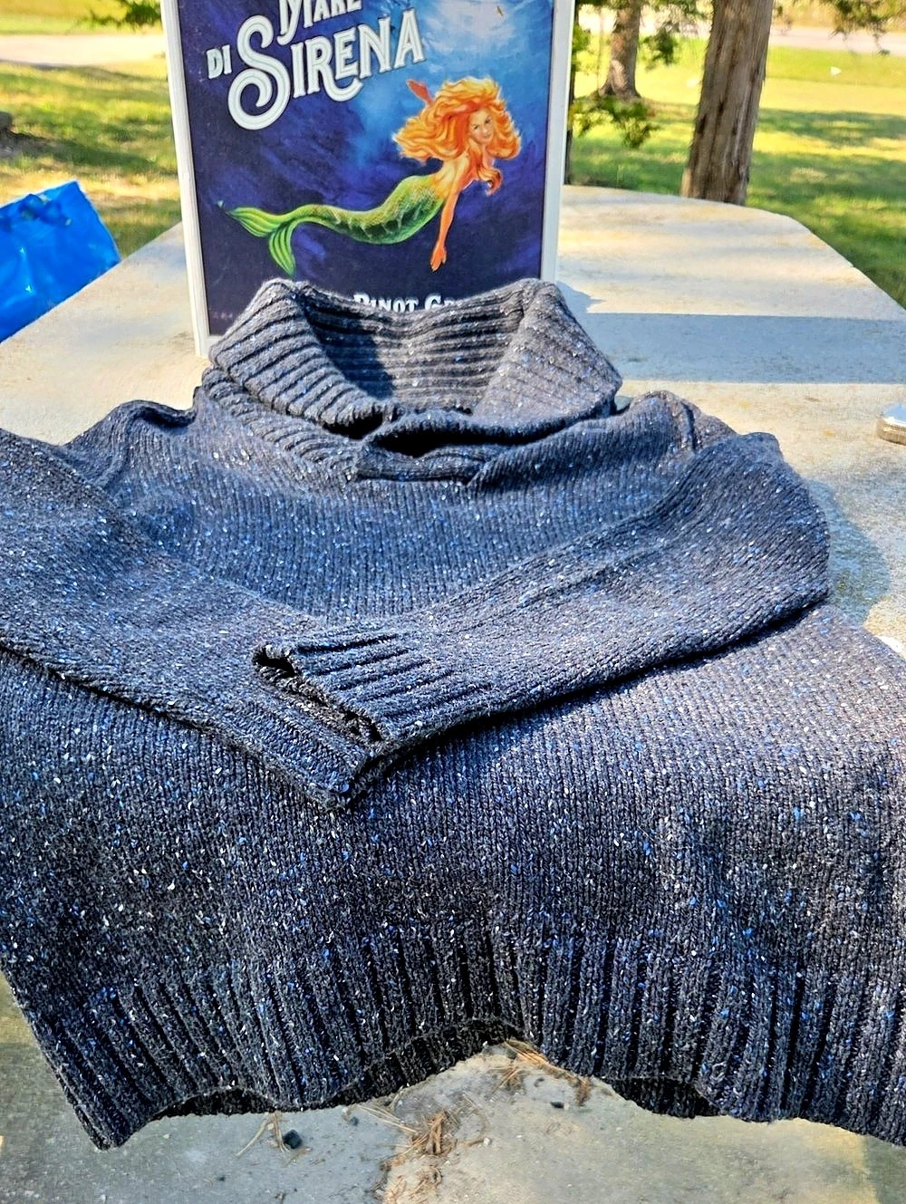 G-Star RAW Shav Knit US Knit Crewneck Sweater Black & Blue Size Medium